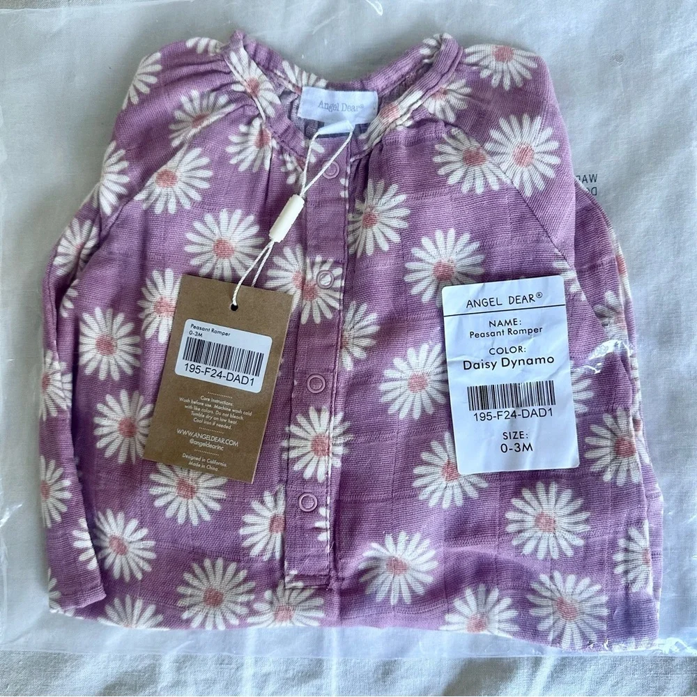 Angel Dear Peasant Romper Daisy Dynamo NWT 0-3 months